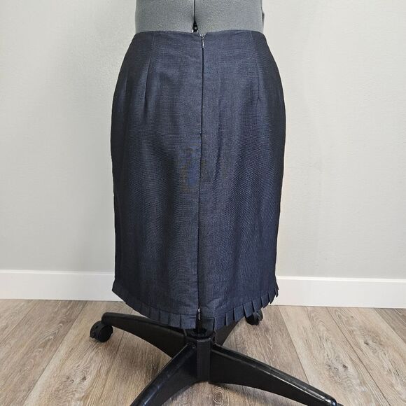 Tahari Vintage Mohair Pleated Hem Pencil Skirt Navy Blue Women 2 Business Casual - Picture 4 of 7